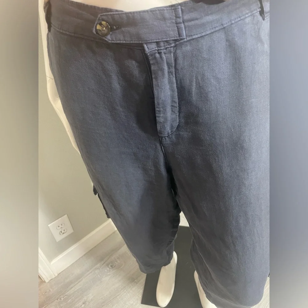 RACHEL Rachel Roy 💙 Blue Cargo Pants Relaxed Fit, size Large 100% Linen
